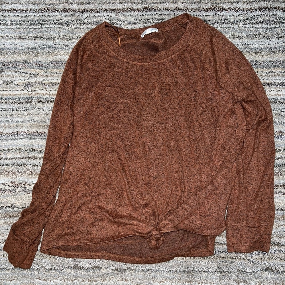 Front tie fall/winter long sleeve top